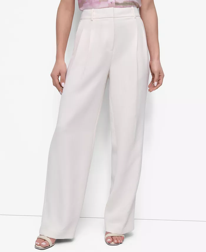 

Укороченные плиссированные брюки Aero Crepe DKNY, белый