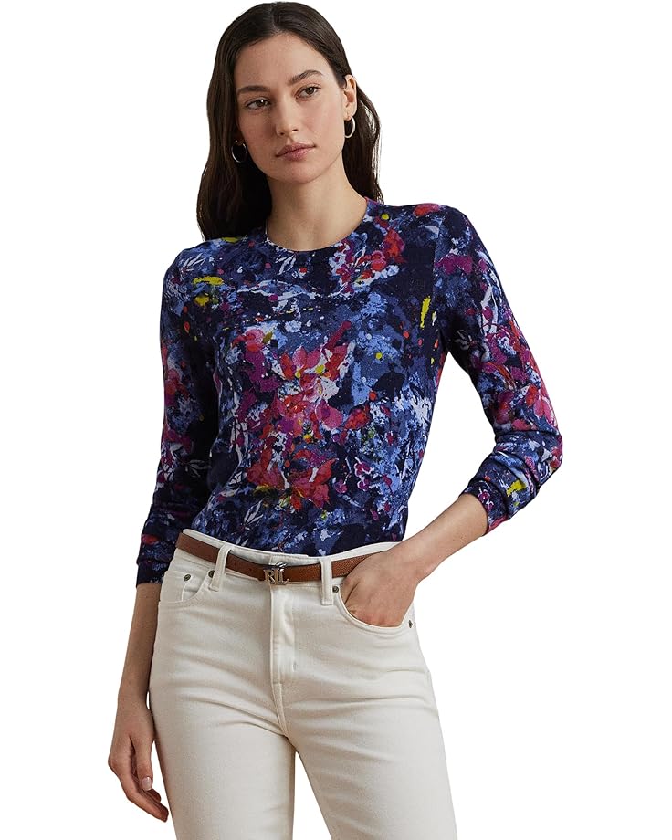 

Свитер Lauren Ralph Lauren Print Cotton-Blend Sweater, синий мульти