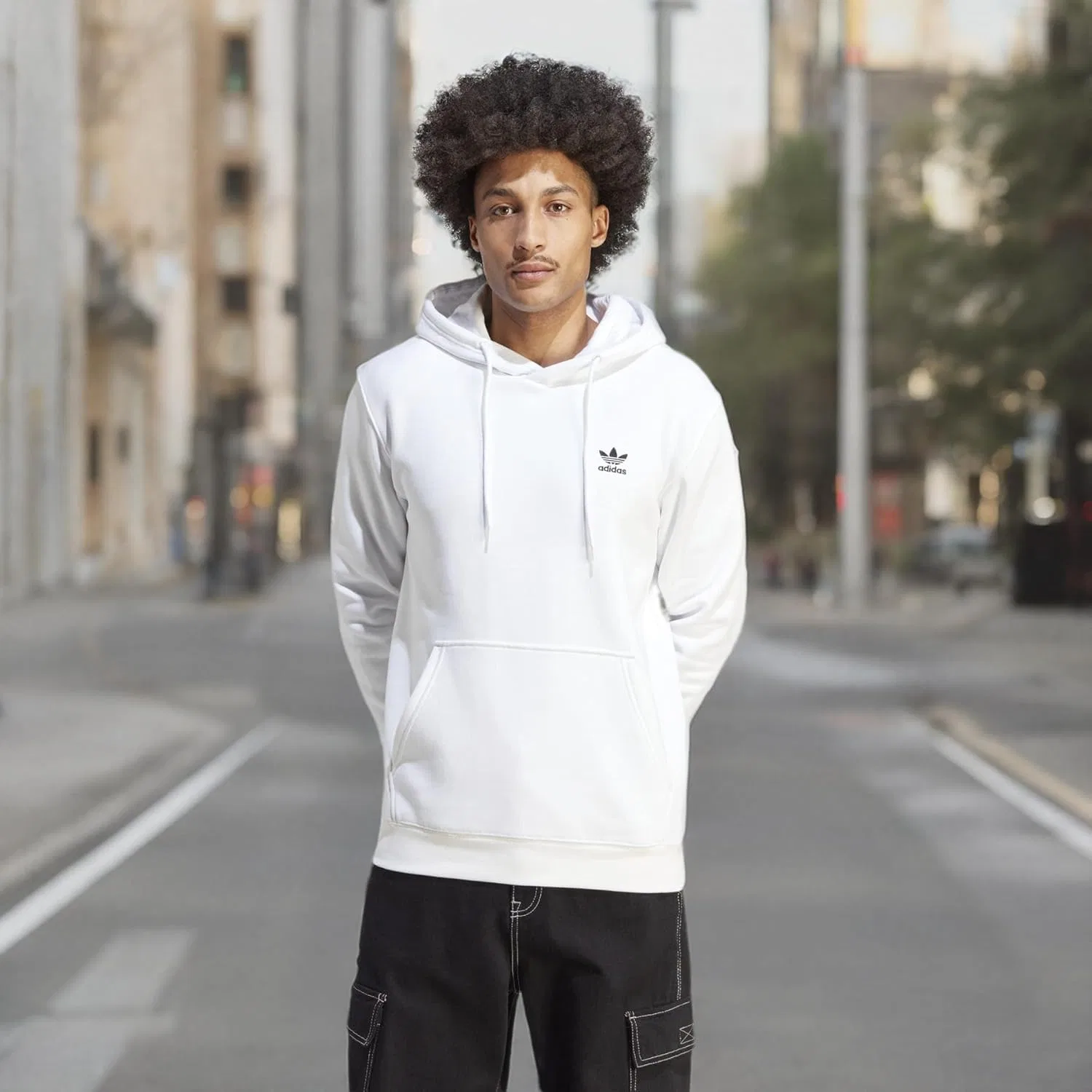 Худи мужское adidas Originals Trefoil Essentials, белый — фото 4