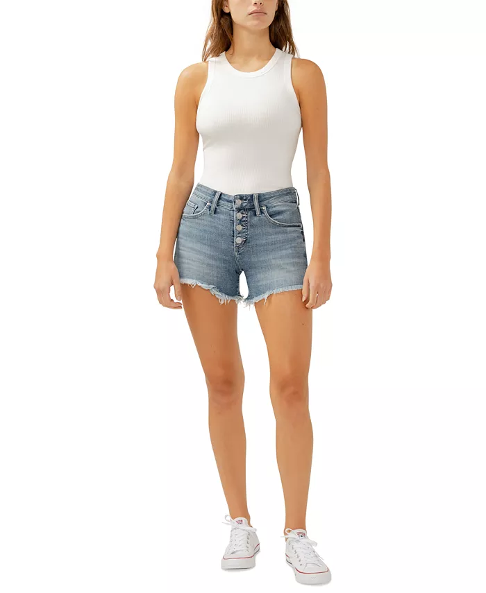 

Женские шорты Boyfriend средней посадки Silver Jeans Co., синий