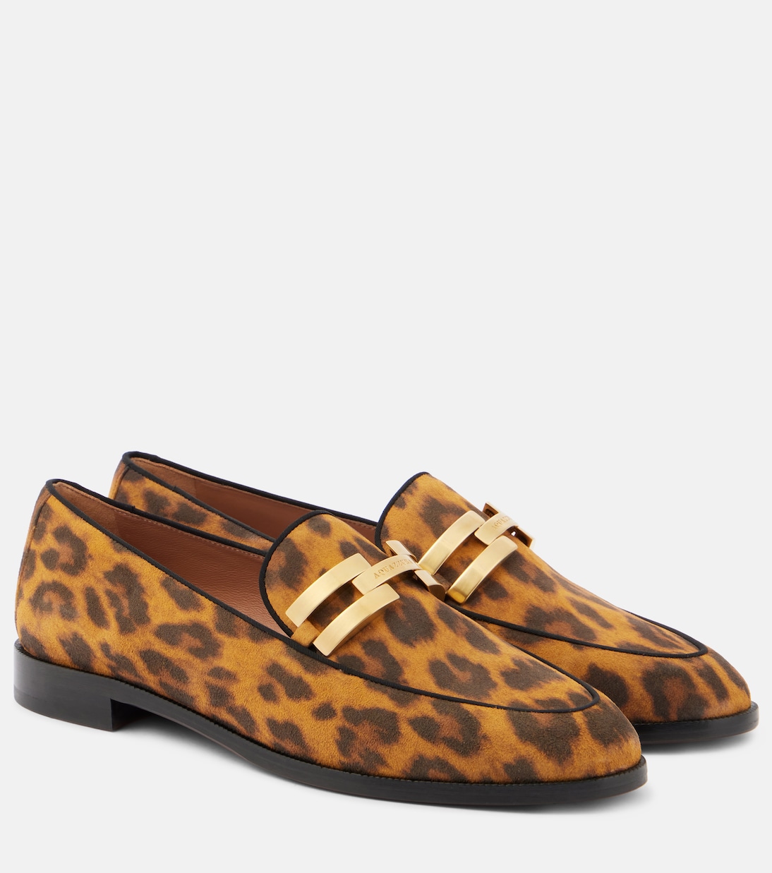 Кожаные мокасины Brandi с леопардовым принтом Aquazzura, Caramel