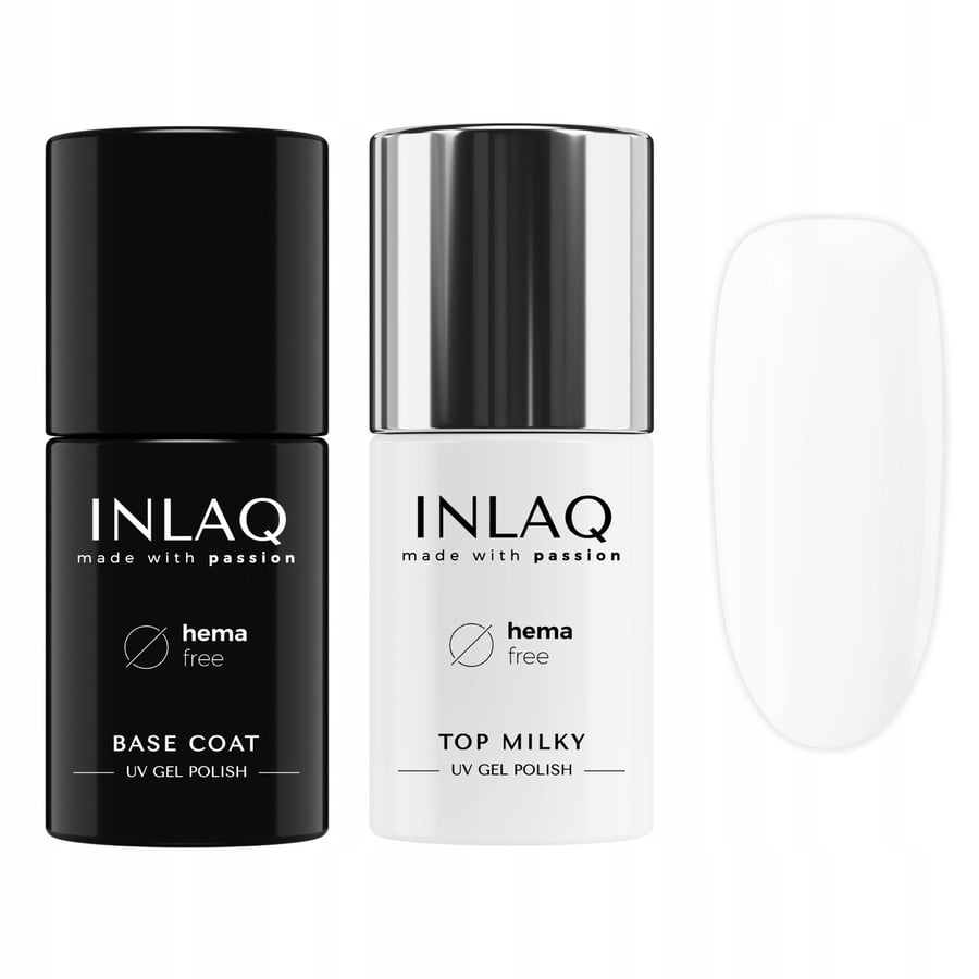 

INLAQ Top Milky Hybrid White No Wipe 6 мл + гибридная база HARD BASE 6 мл