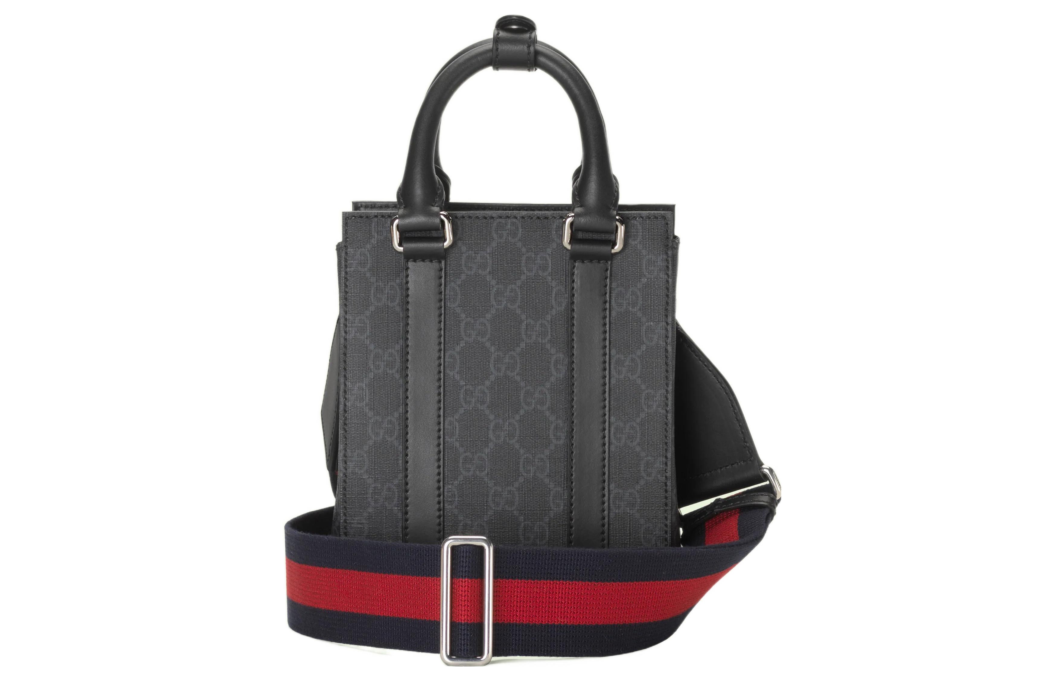 GUCCI Миниатюрная мужская сумка через плечо из кожи и текстиля GG Supreme черный — фото 3