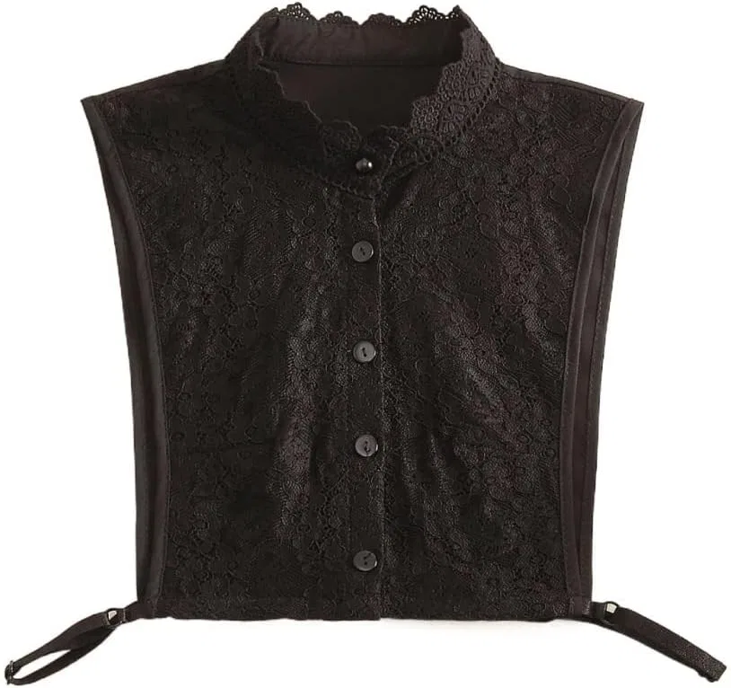 Блуза кружевная с вышивкой, воротник-стойка, рюши, цвет A — фото 4