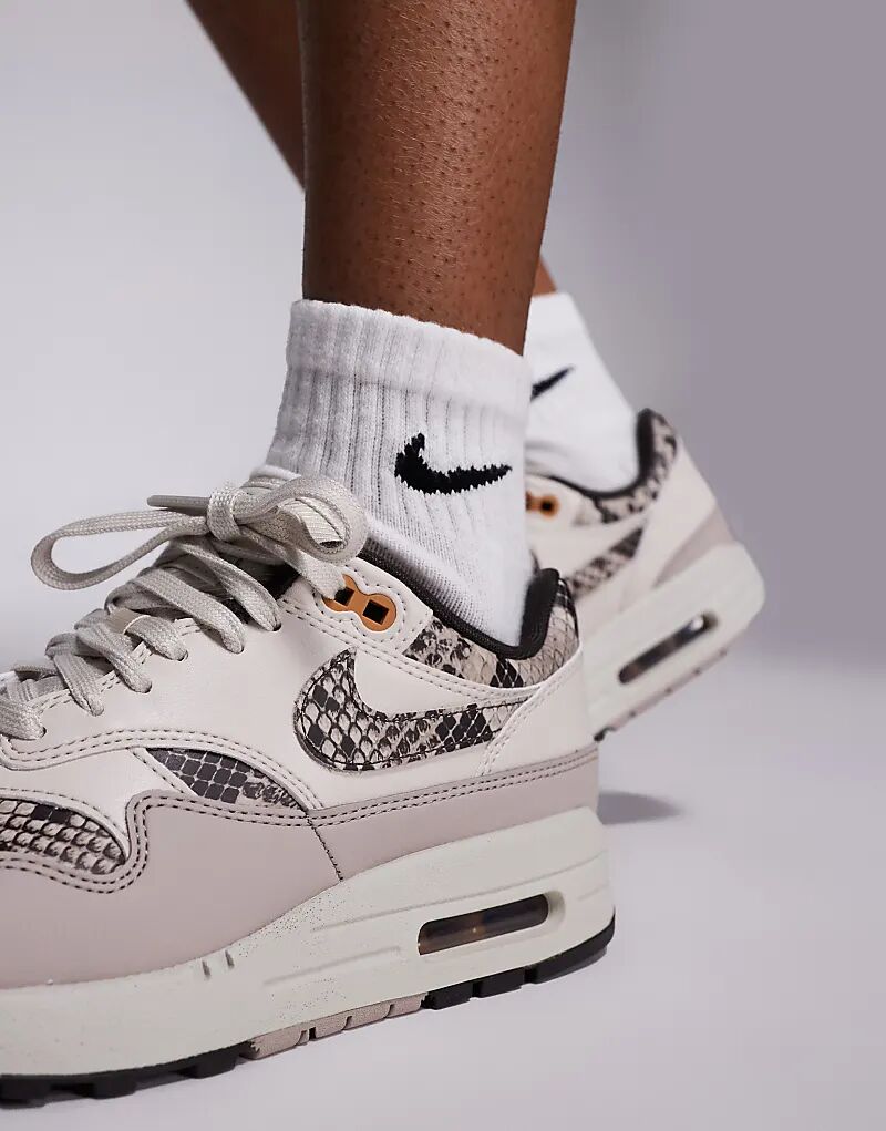 Кроссовки Nike Air Max 1'87 из змеиной кожи коричневого цвета — фото 4