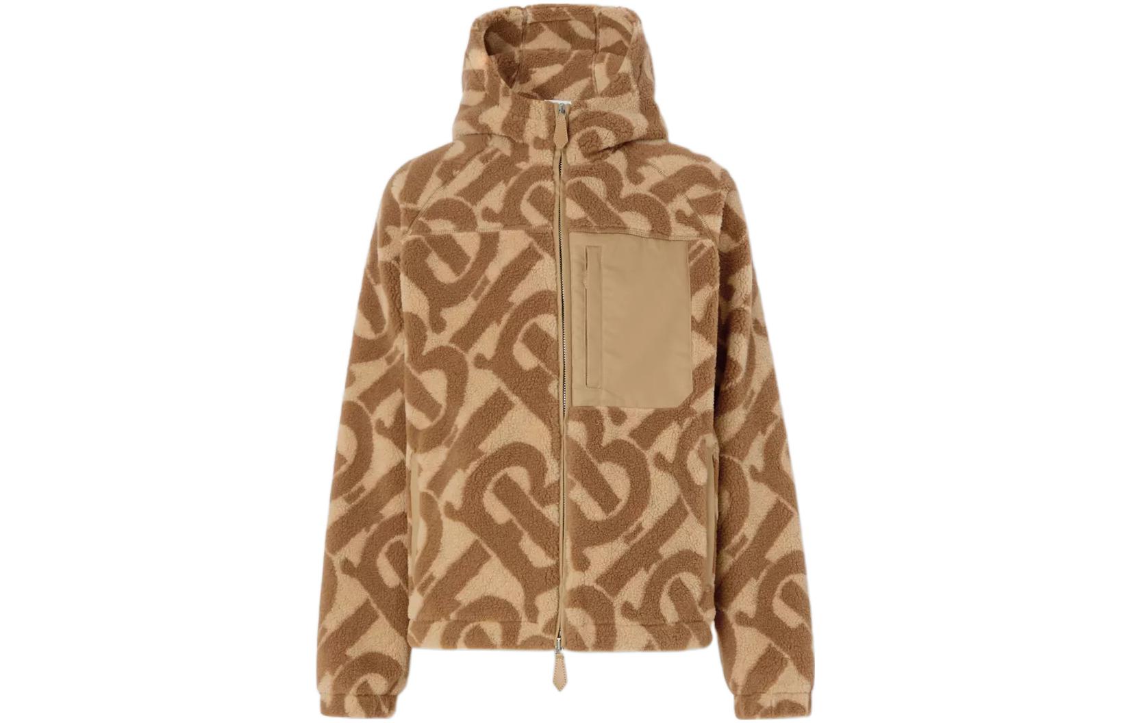 

Monogram Fleece Jacquard Hooded Top Burberry, Umber, Желтый, Monogram Fleece Jacquard Hooded Top Burberry, Umber