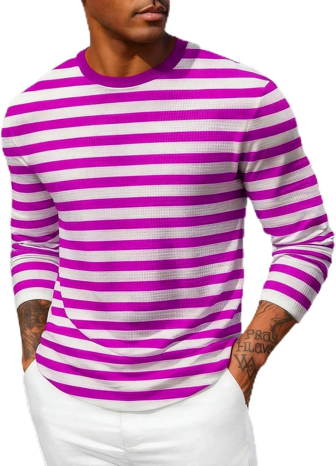 

Футболка Cambkatl Casual Striped Waffle для мужчин, легкая, свободная, с длинным рукавом