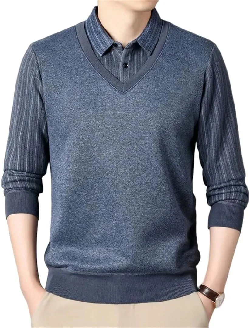 

Мужской зимний флисовый пуловер с поло и воротником-поло