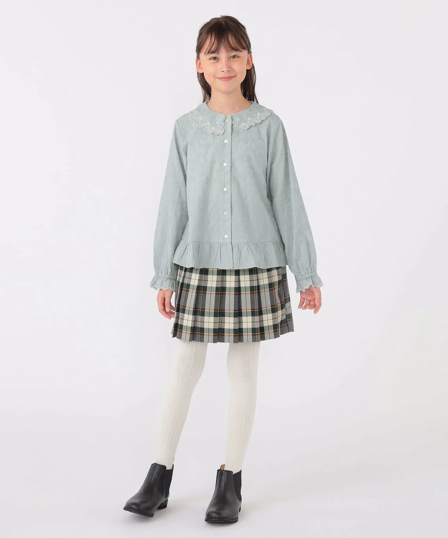 Детская модель: 140–150 см / Блузка с вышивкой разных цветов SHIPS KIDS, Light green — фото 4