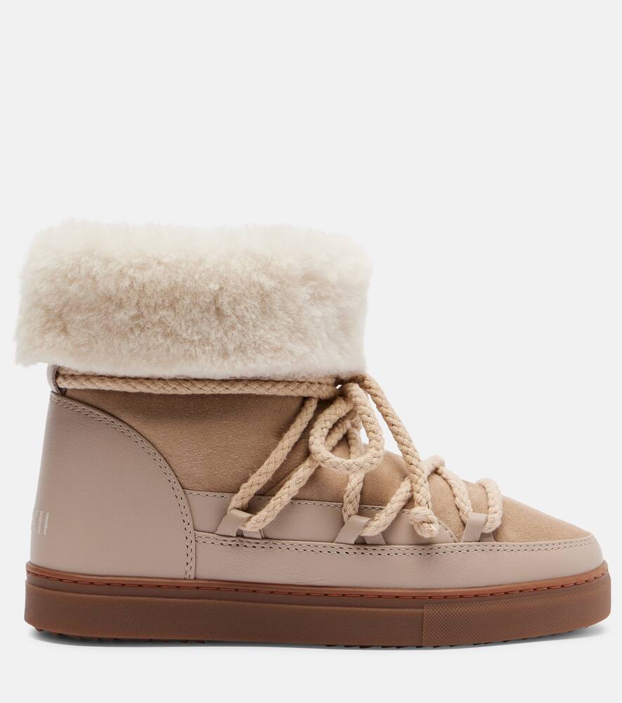 Классические замшевые зимние ботинки с отделкой из овчины Inuikii, Beige — фото 4