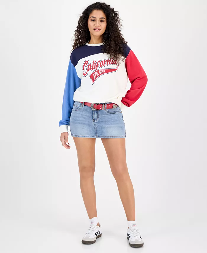 

Юбка джинсовая мини с поясом для юниоров Madden Girl, синий