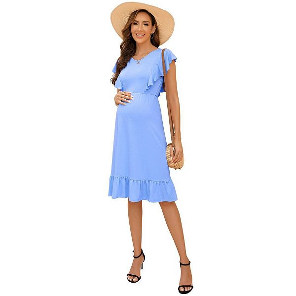 

Женское платье для беременных Casual с коротким рукавом для фотосессии Yesfashion, Sky Blue