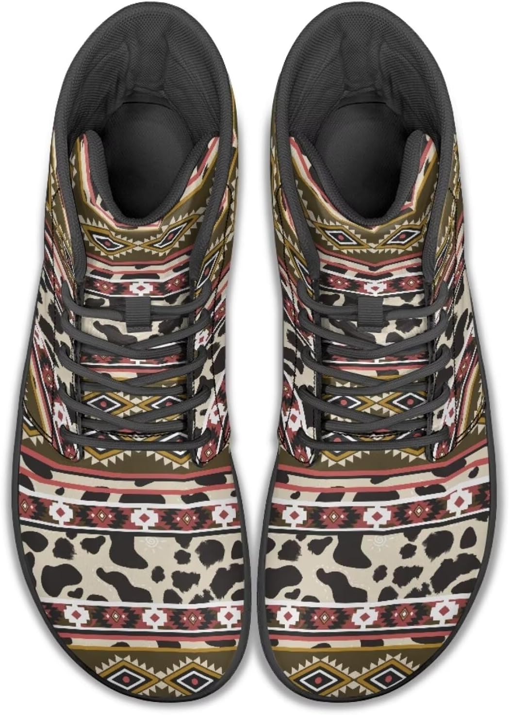 

Мужские кроссовки для бега с высоким верхом и анималистичным принтом, обувь с заземлением, широкие носки, спортивные и повседневные мужские кроссовки Watdotory, Aztec Western Cow Print