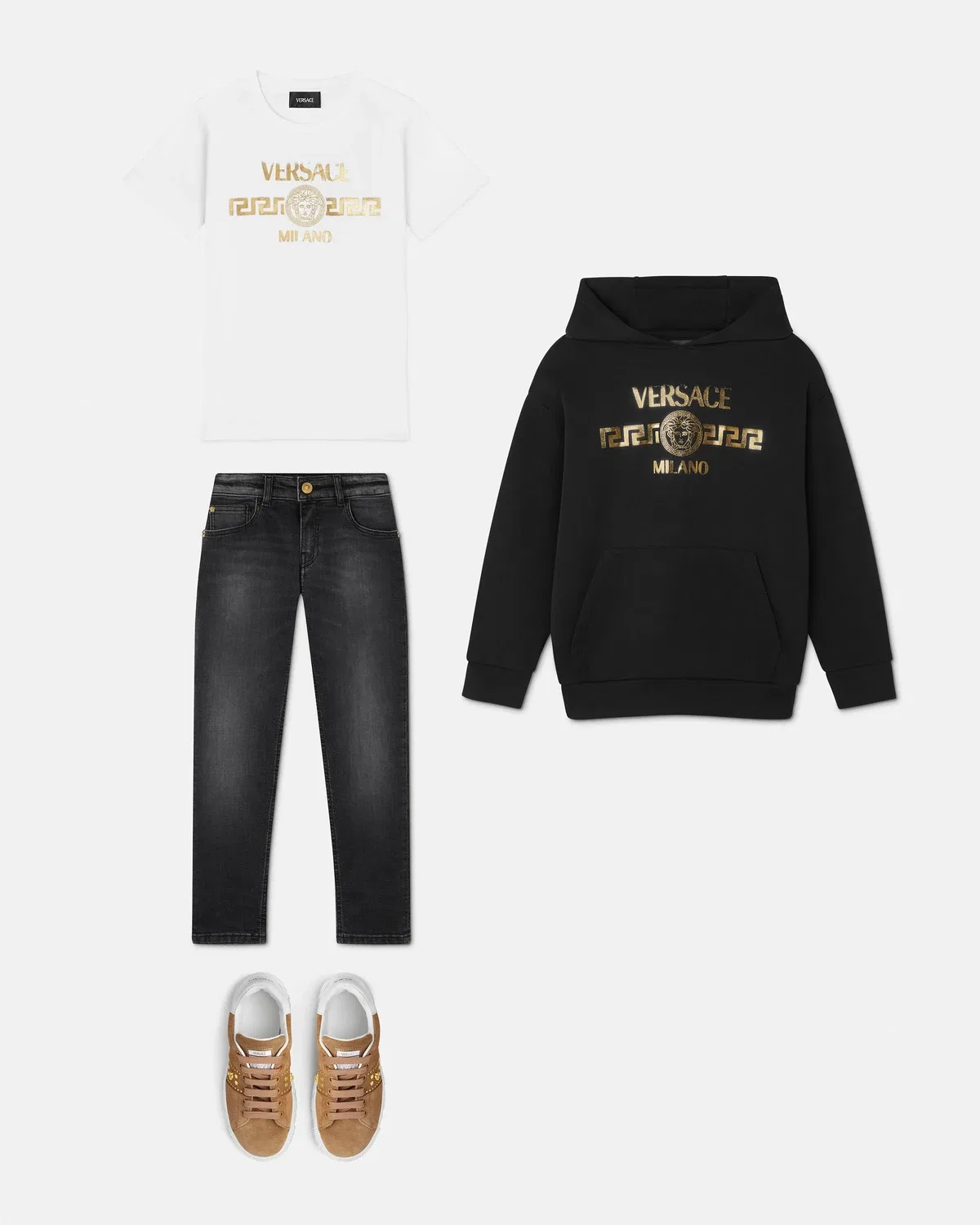 Детская футболка из хлопкового джерси с принтом VERSACE, белый — фото 2