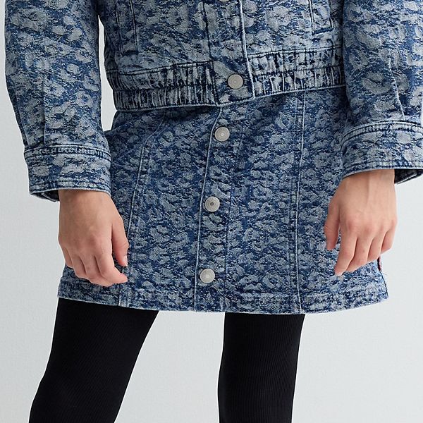 

Джинсовая юбка с принтом гепарда, жаккардовая, на пуговицах, плиссированная Levi'S