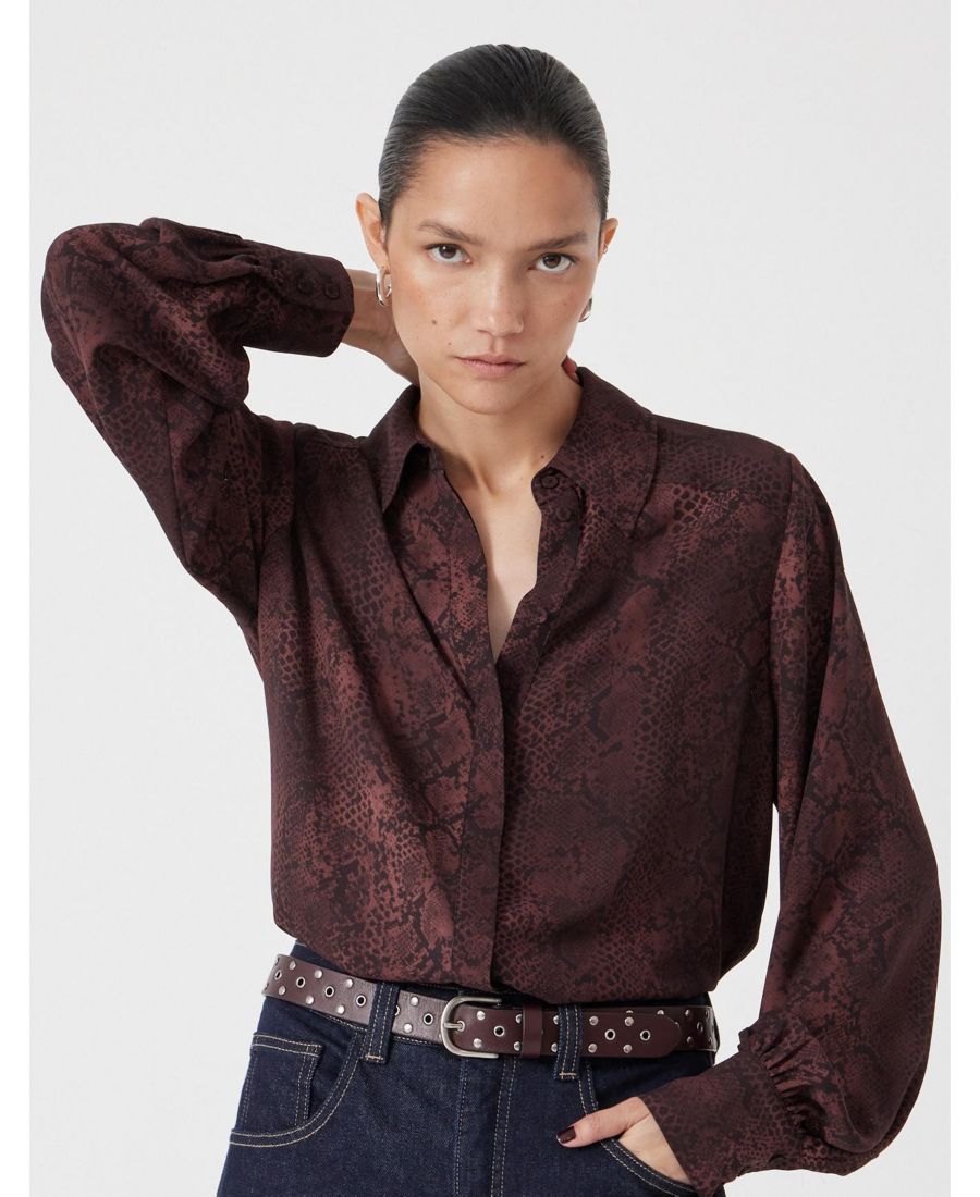 

Женская шифоновая рубашка с длинными рукавами и принтом Hush, Snake print brown