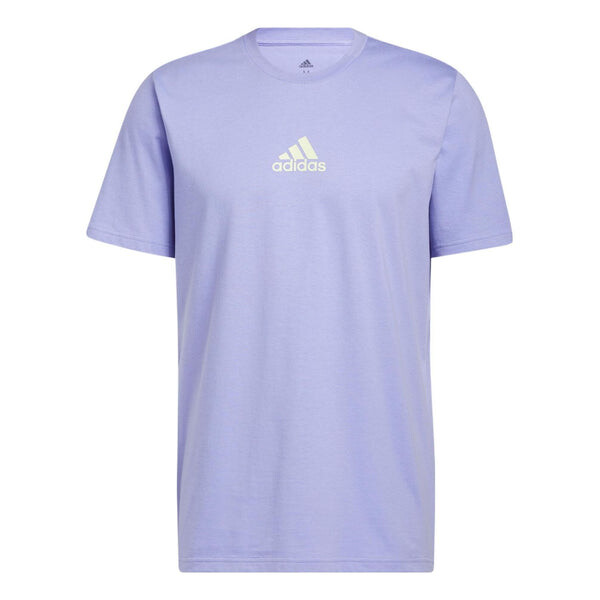 

Футболка Men's adidas Small Logo Back Pattern Printing Round Neck Short Sleeve Lavender T-Shirt, мультиколор