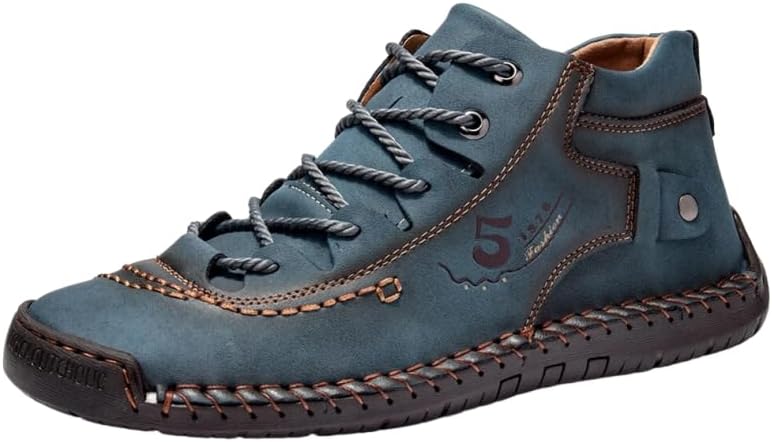 

Мужские повседневные кожаные ботинки-чанка на щиколотку, слипоны, легкие лоферы средней высоты для прогулок и вождения, доступны варианты с мехом и без меха Hhhchpm, синий