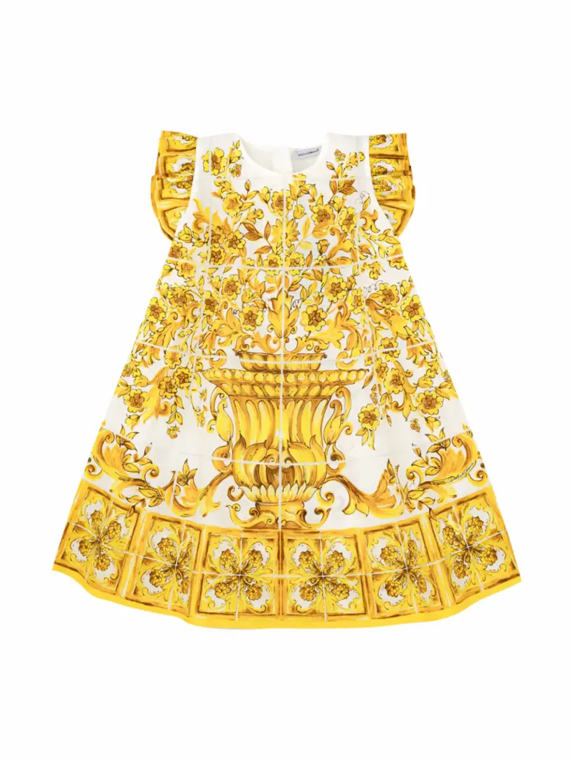 

Хлопковое платье с принтом Dolce&Gabbana, мультиколор