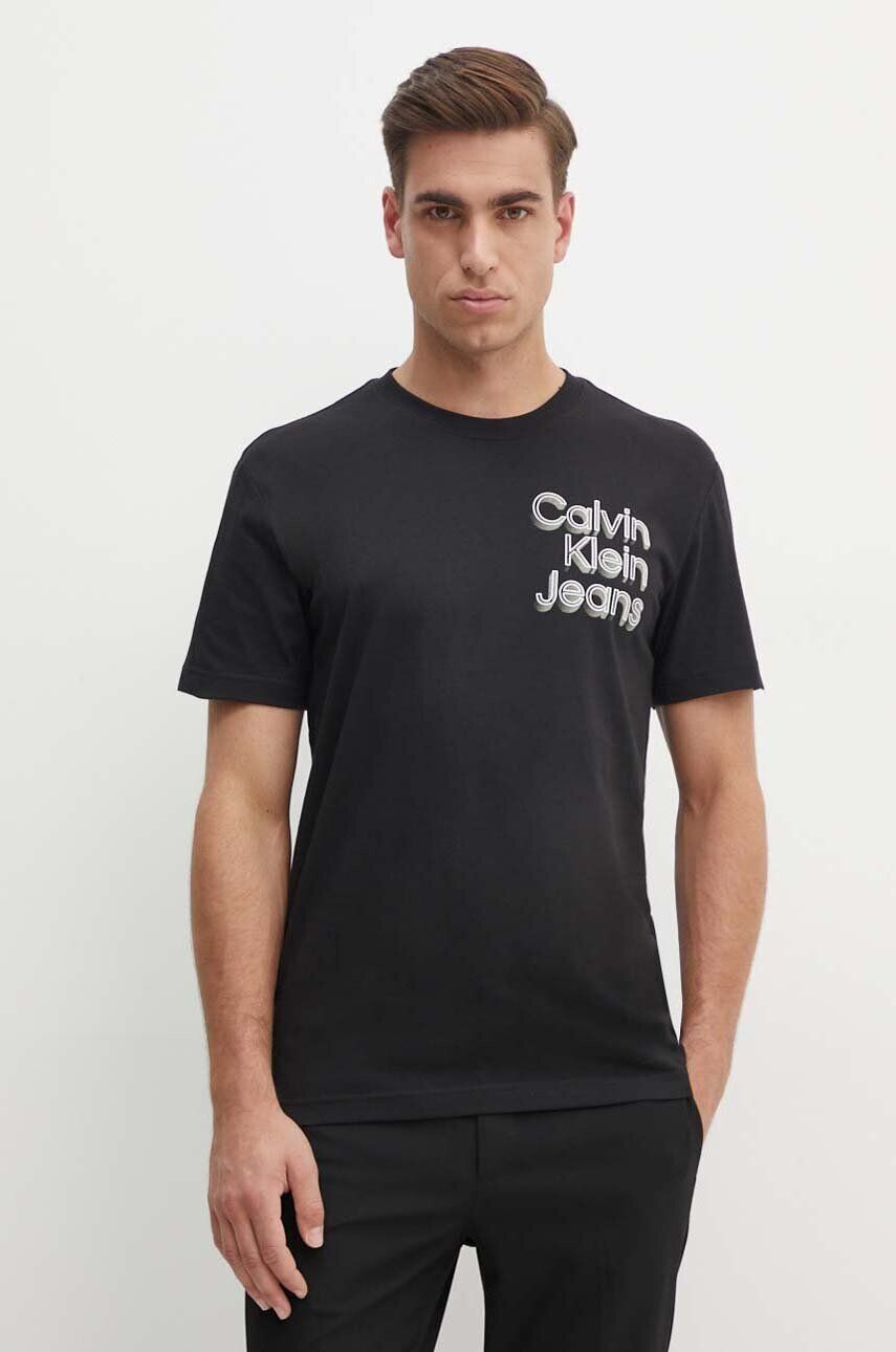 

Хлопковая футболка Calvin Klein Jeans, черный
