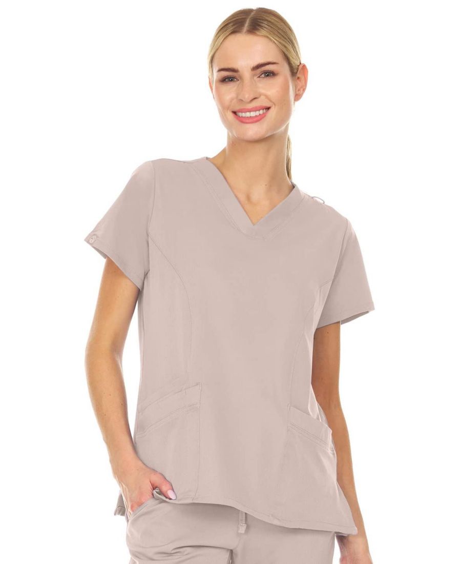 

Женская медицинская блузка Eleanor с тремя карманами, эластичным V-образным вырезом, ярко-розового цвета, размер Medium Medichic, Khaki
