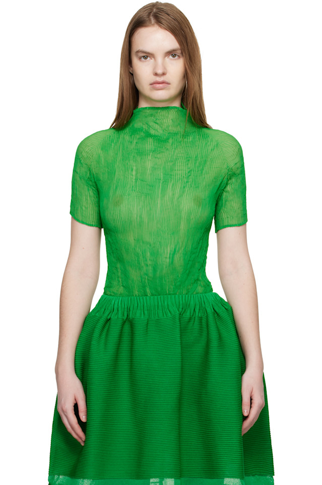 

Топ из шифона с перекрученными нитями (3 шт.) Issey Miyake, зеленый