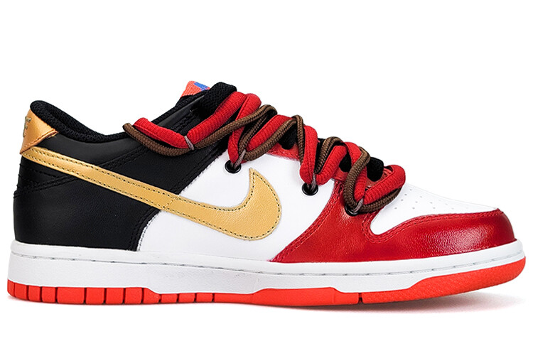 

Кроссовки Nike Dunk Skateboard Shoes Women's Low-Top Red/White/Black/Gold