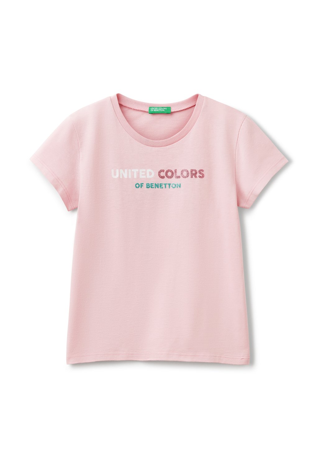 

Футболка с принтом WITH GLITTERY LOGO United Colors of Benetton, фуксия