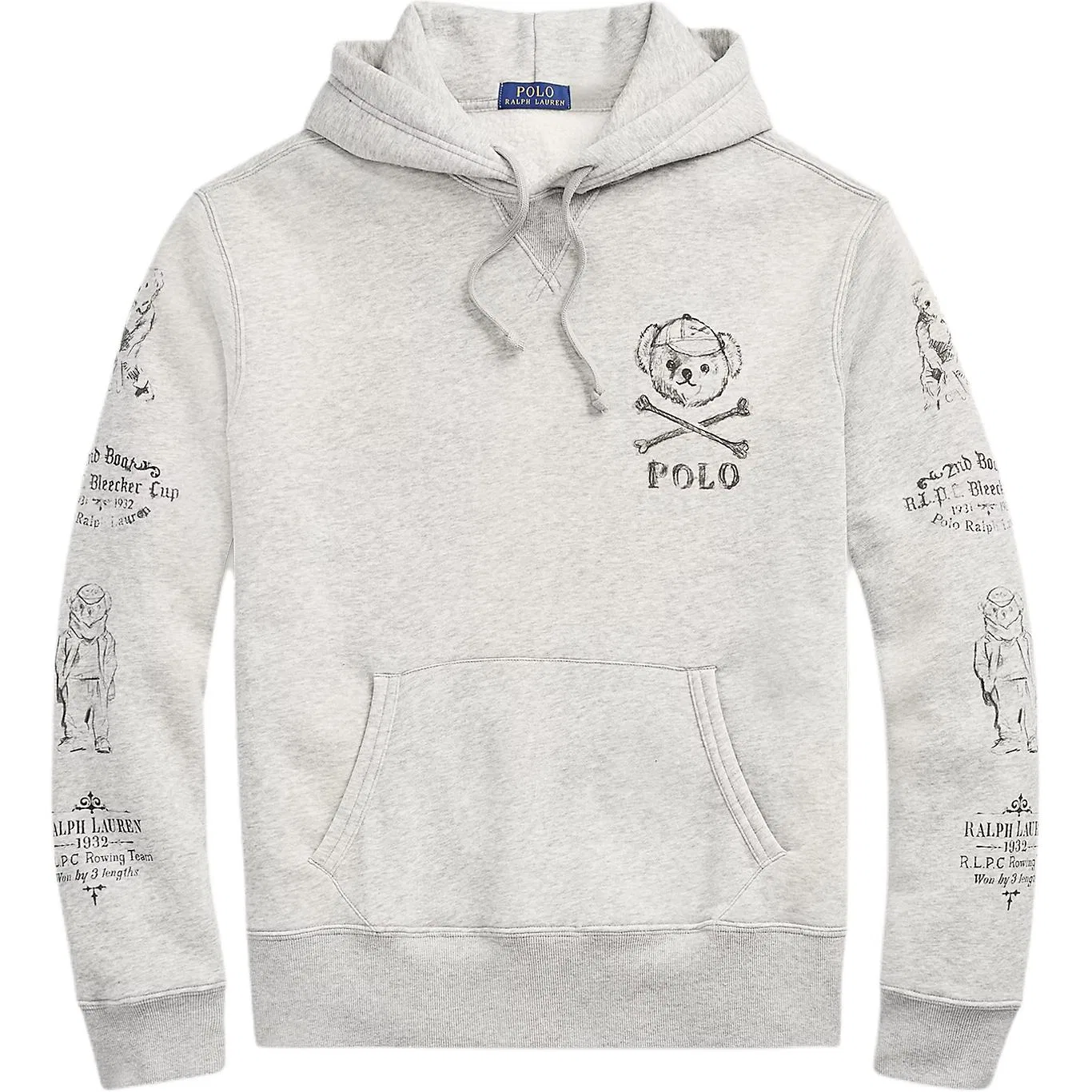 Свитшот с капюшоном Polo Bear с принтом и начесом Polo Ralph Lauren серый