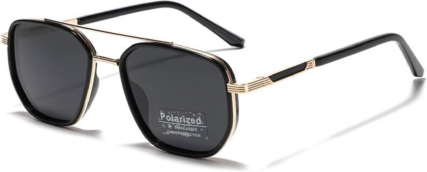 

Солнцезащитные очки для начала учебного года, геометрическая оправа и двойной дизайн, модные солнцезащитные очки для женщин и мужчин, летний аксессуар Generic, Gold Black