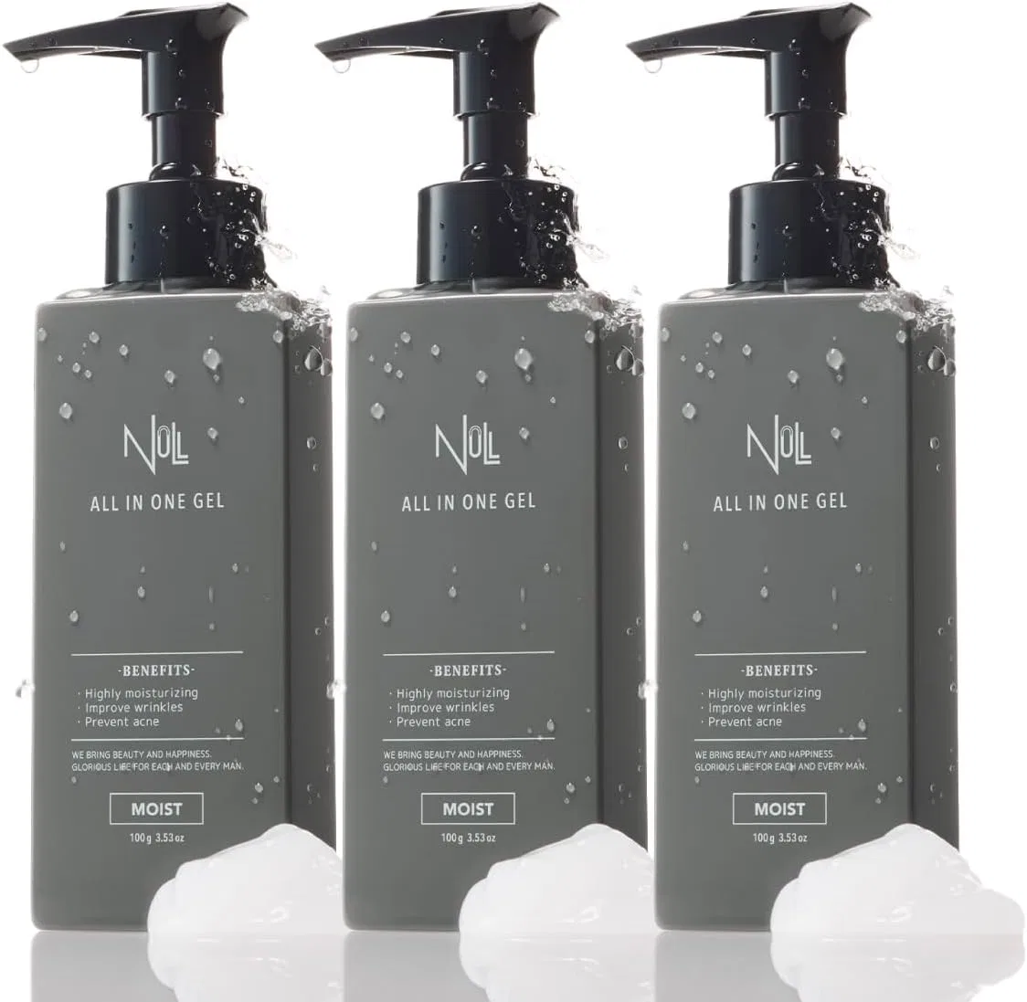 Набор Mens Null — Гель для лица увлажняющий Medicated All-in-One Gel Moist Type, набор 3 шт., 100 г