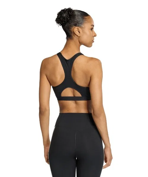 Спортивный бюстгальтер Optimum Essentials Workout Three Stripes Medium Support, adidas, чёрный — фото 4