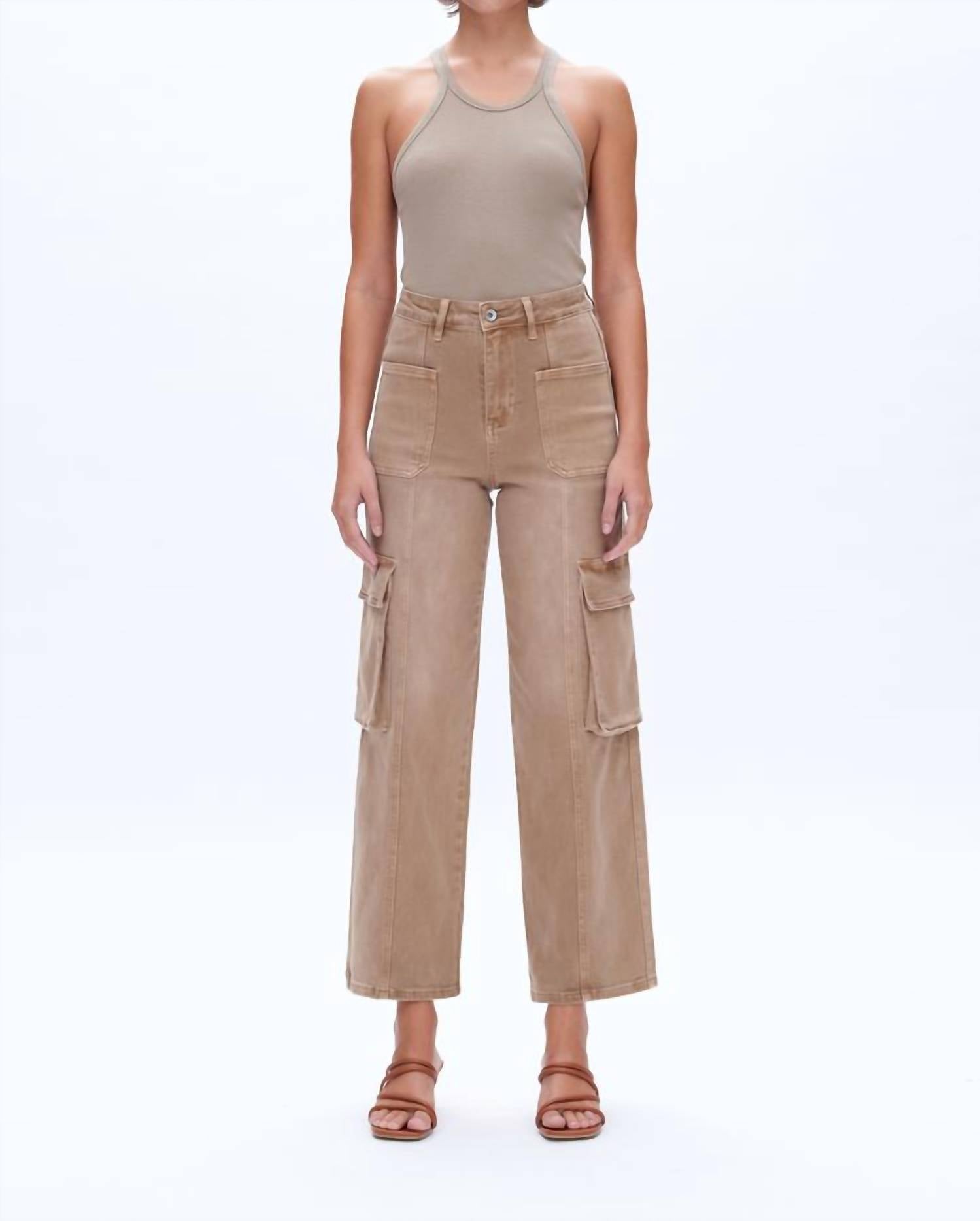 

Грузовые джинсы Super High Rise с широкими штанинами в цвете хаки Bayeas