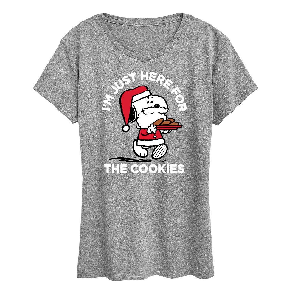 

Женская футболка с рисунком Peanuts Snoopy Cookies Licensed Character, цвет Heather Gray