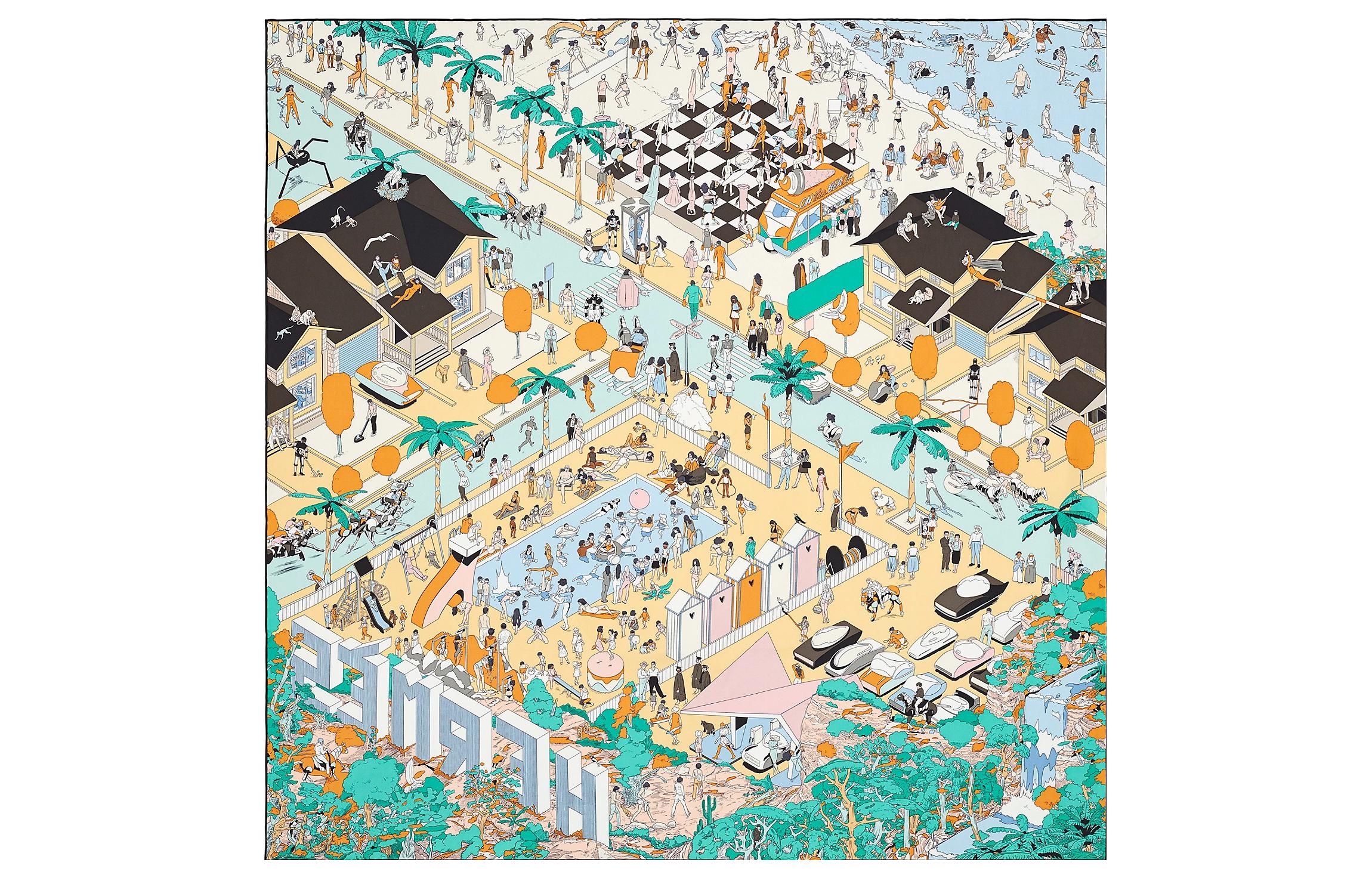 

HERMES Шелковый шарф On The Beach, женский, зеленый