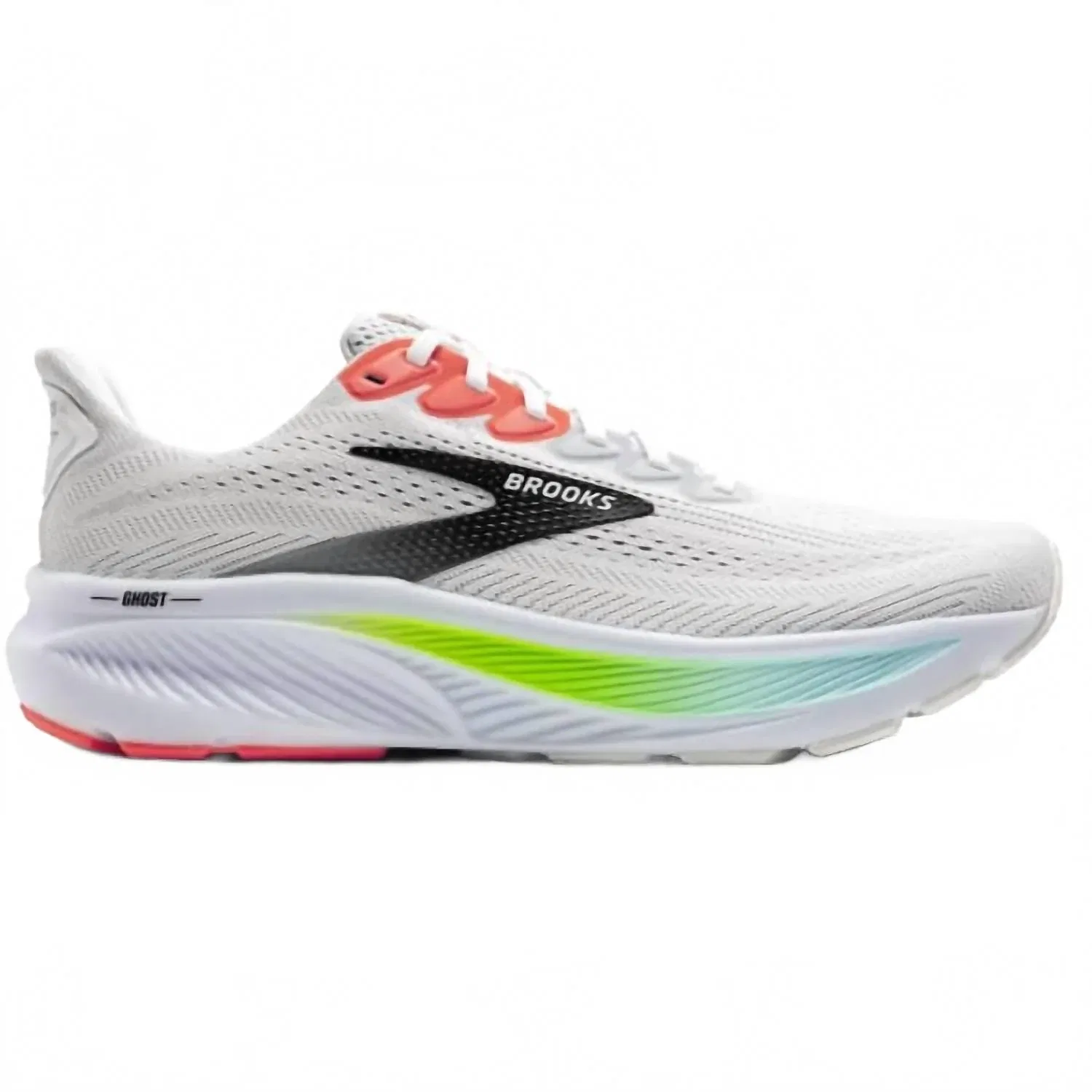 BROOKS Мужские кроссовки Ghost 17, цвет белый/розовая глина/геккон — фото 2
