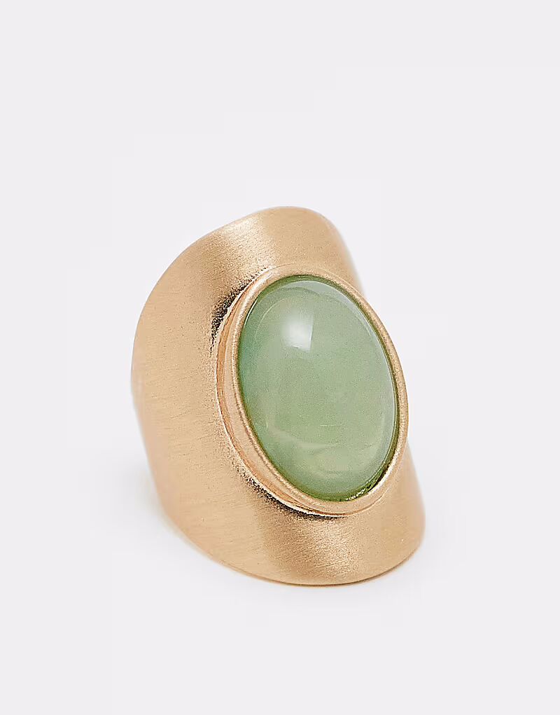 

Длинное кольцо с искусственным шалфеем в матовом золоте Asos Design