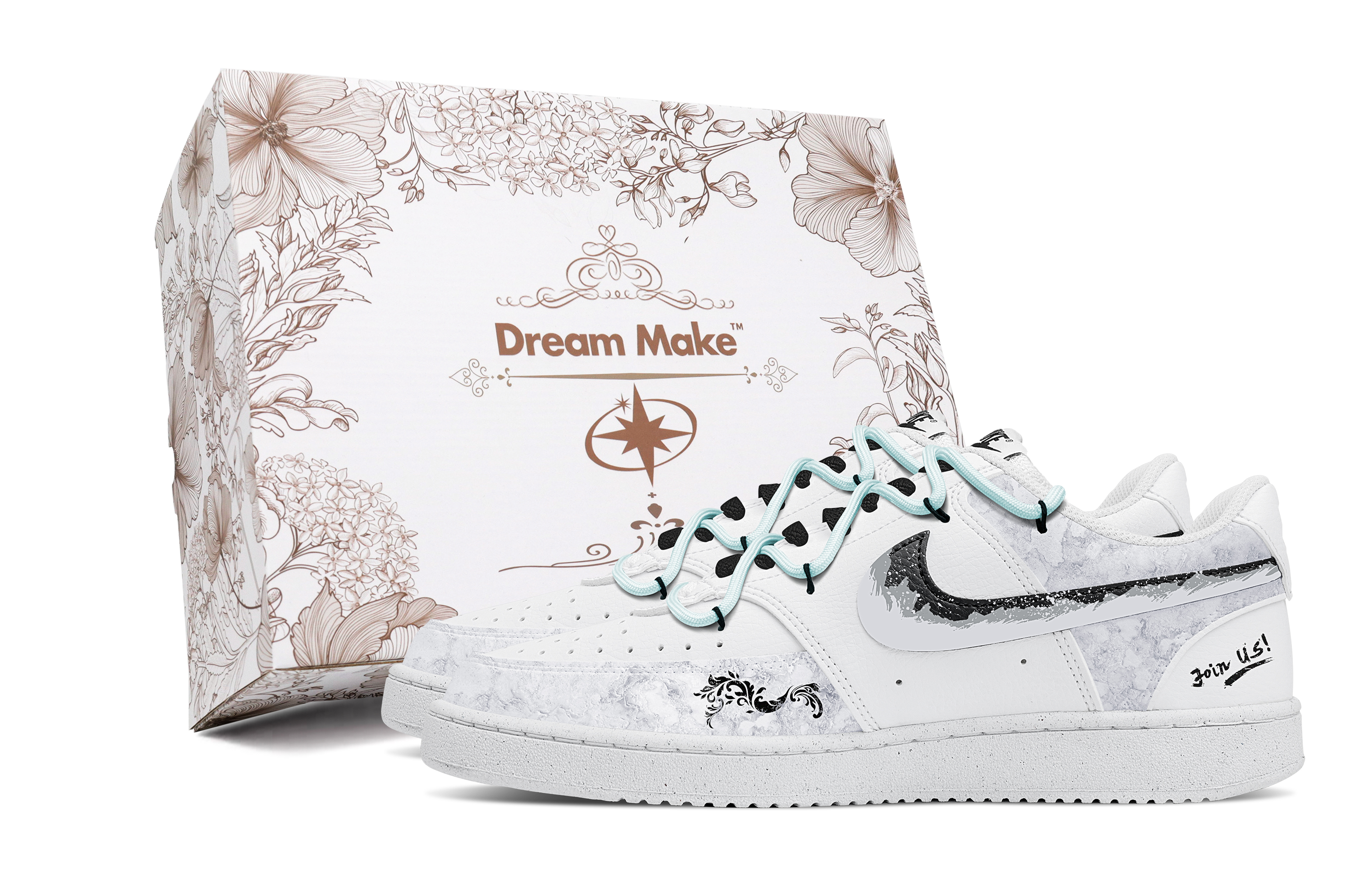 

Nike Кроссовки Court Vision 1 с низким верхом, противоскользящие, износостойкие, мужские, белые, серые
