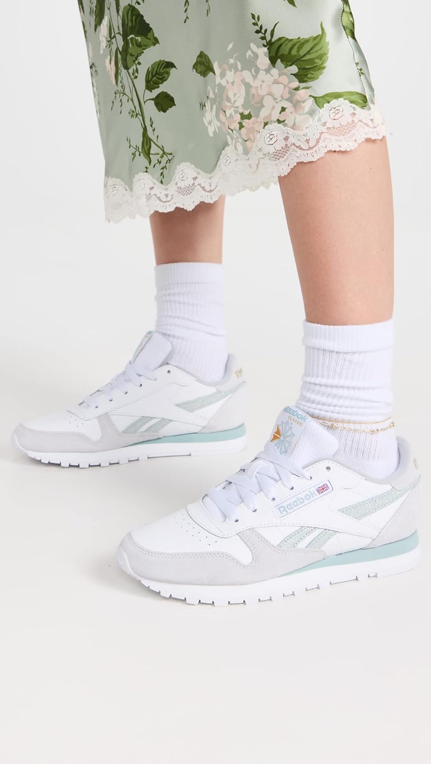 Женские кроссовки Reebok Classic Leather, белый/серый — фото 2