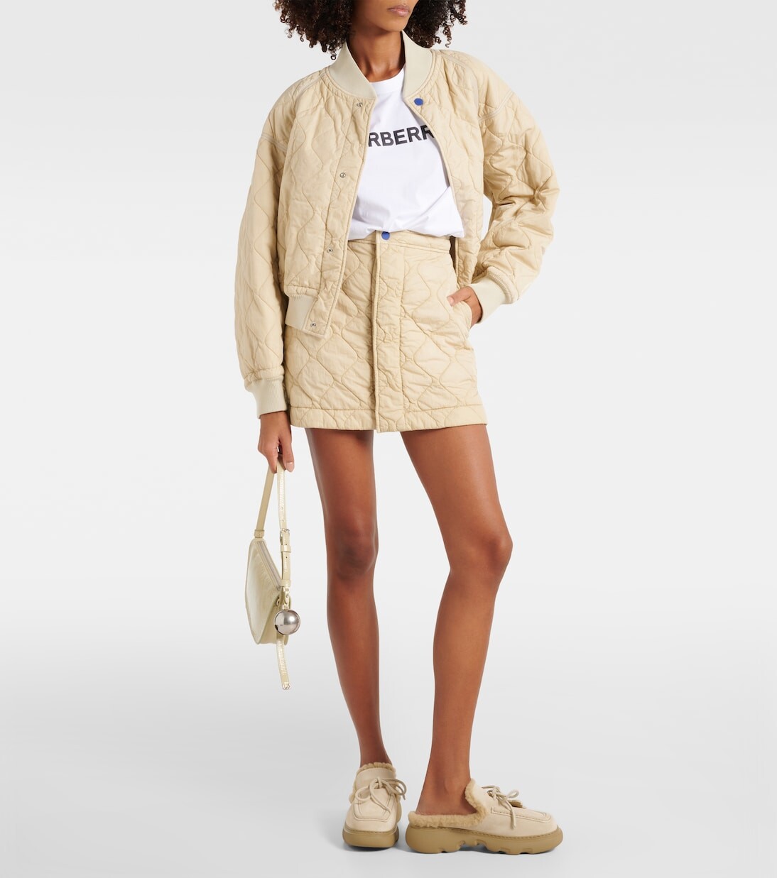 Замшевые мюли ekd на подкладке из овчины Burberry, нейтральный — фото 2