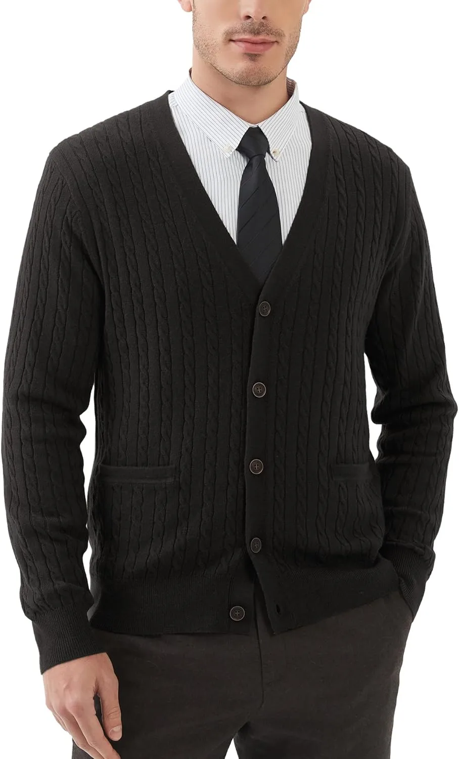 

Мужской кардиган Kallspin из шерстяной смеси с V-образным вырезом и карманами