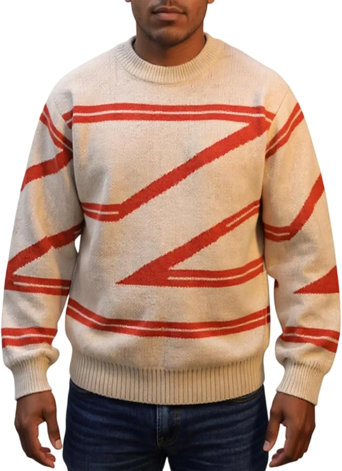 

Свитер мужской с круглым вырезом и длинными рукавами