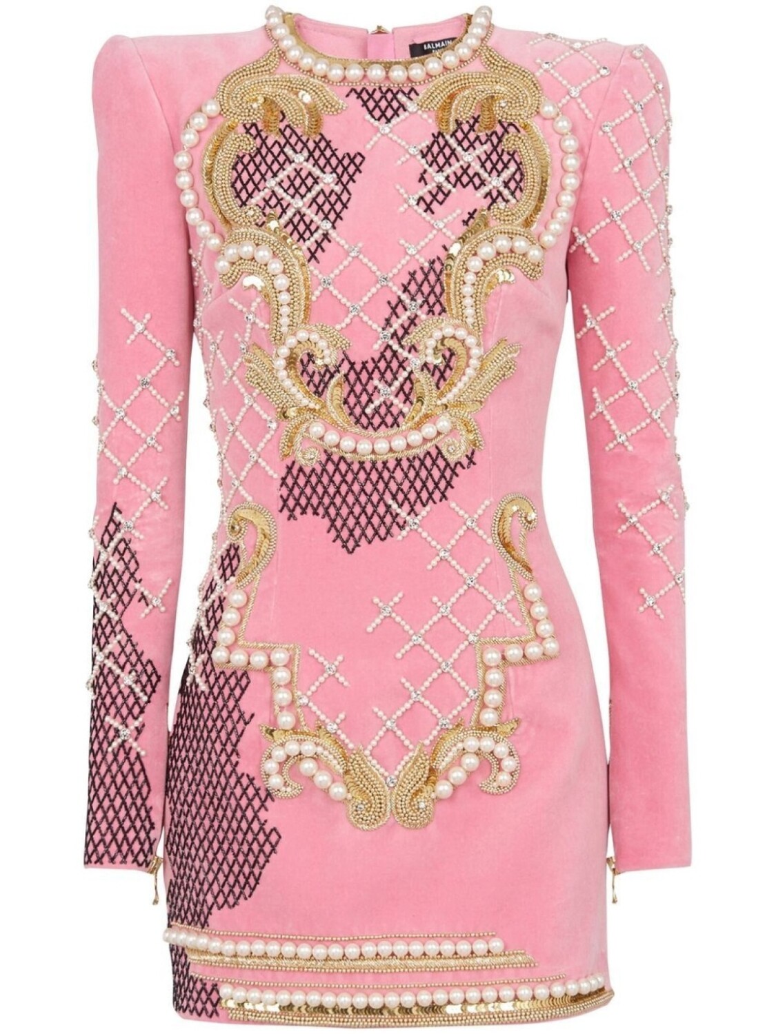 

Balmain платье мини с вышивкой, розовый