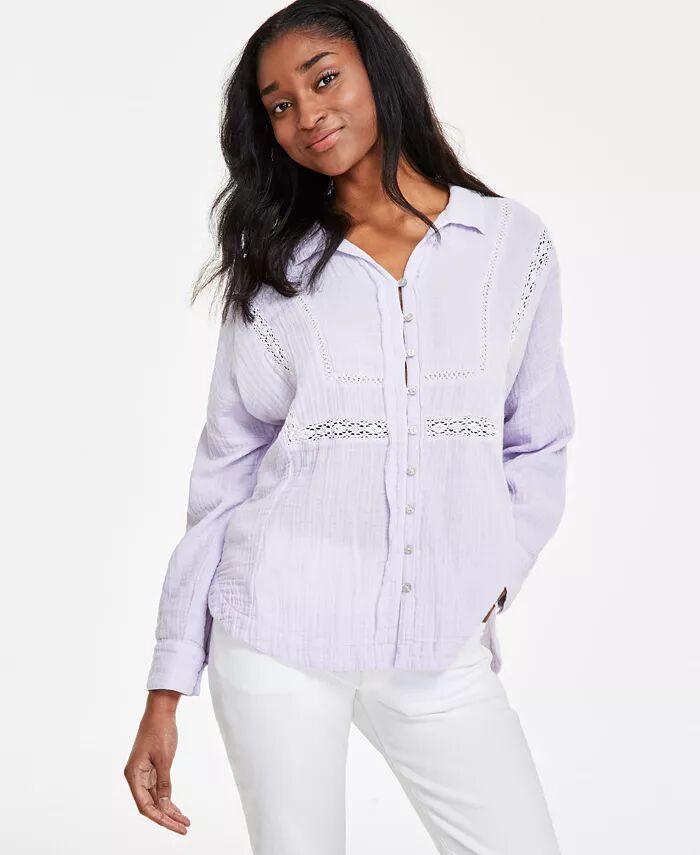 

Женская рубашка из марли с кружевной отделкой Lucky Brand, зеленый