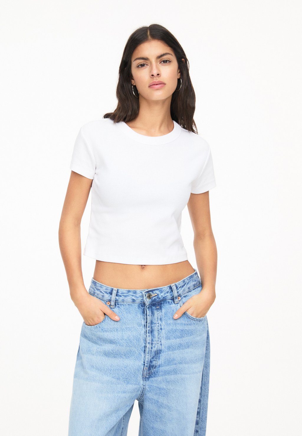 

Базовая футболка Print T-shirt PULL&BEAR, белый