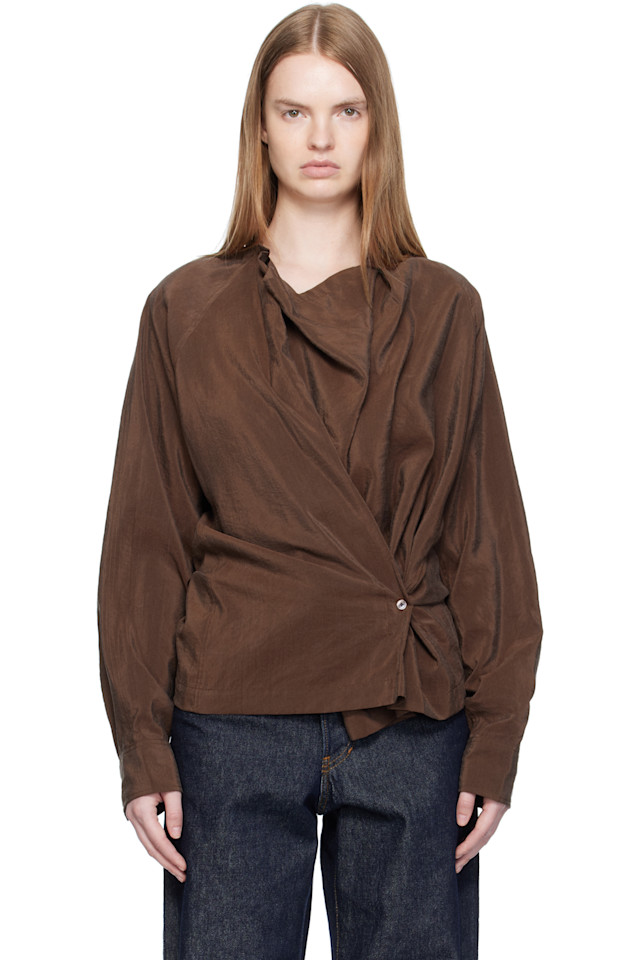 

Lemaire Коричневая блузка с перекрученными нитками