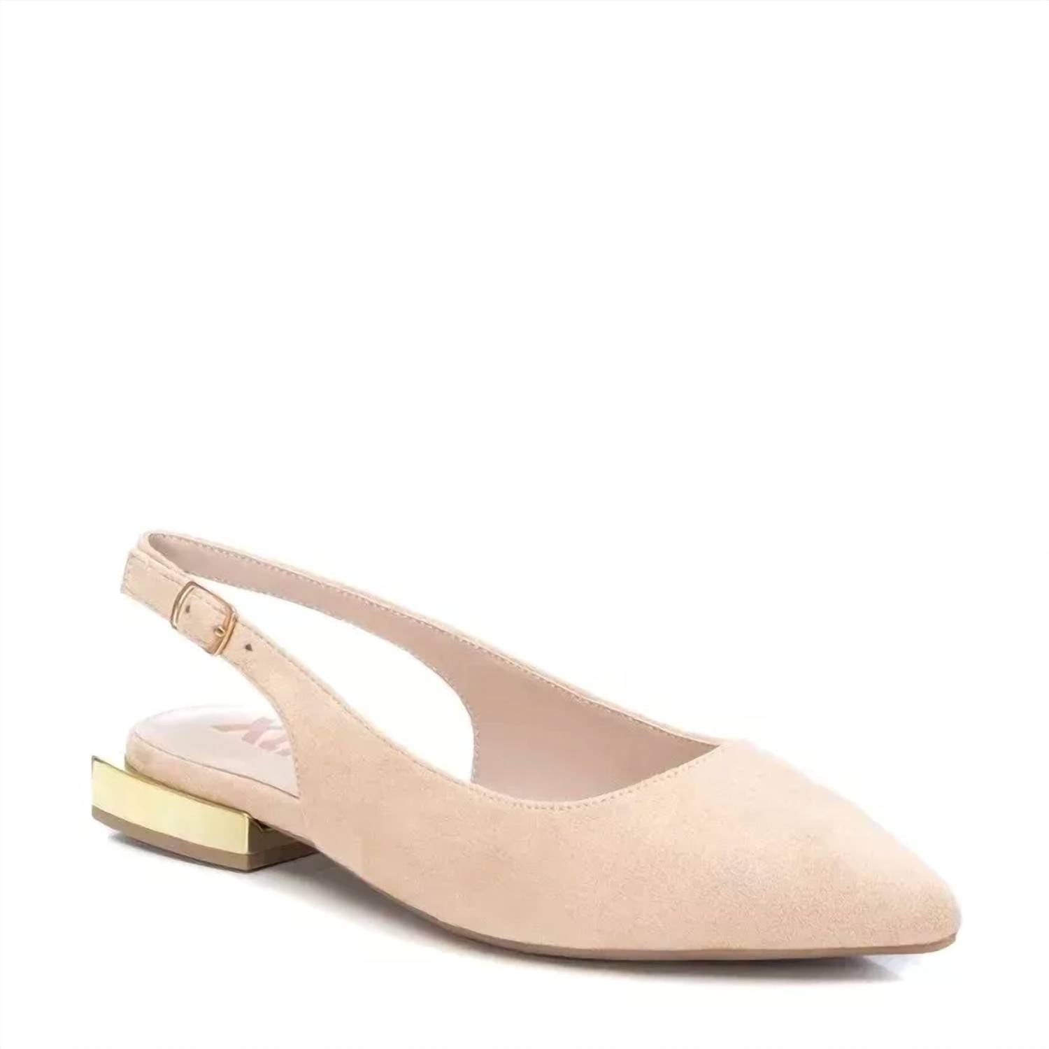 Women's Slingback Suede Flats Shoes In Beige Xti