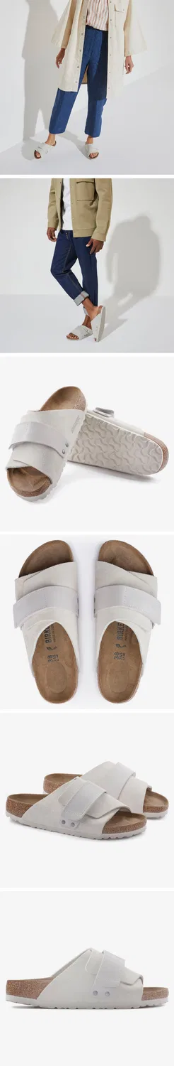 Мужские сандалии Kyoto Suede Leather Nubuck Antique White Regular от Birkenstock — фото 3