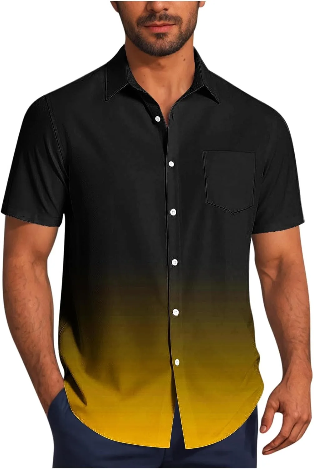 

Мужская футболка с отложным воротником и градиентом Juebong