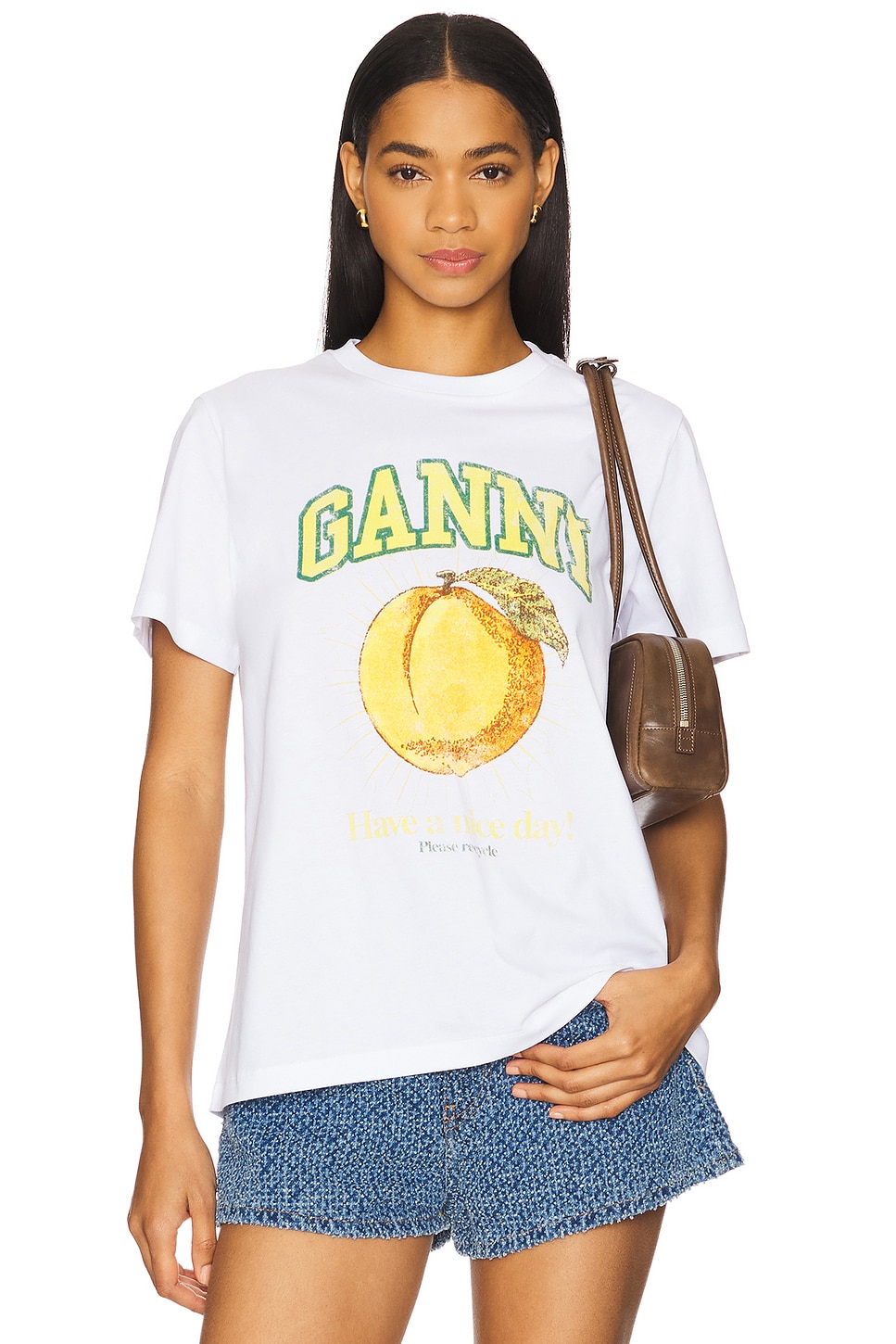 

Расслабленная футболка Peach от Ganni, bright white